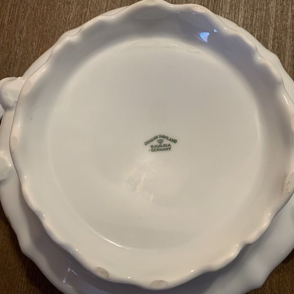 Vintage Johann Haviland Moss Rose Covered Vegetable / Soup Bowl / Dish Bavarian - Picture 3 of 5
